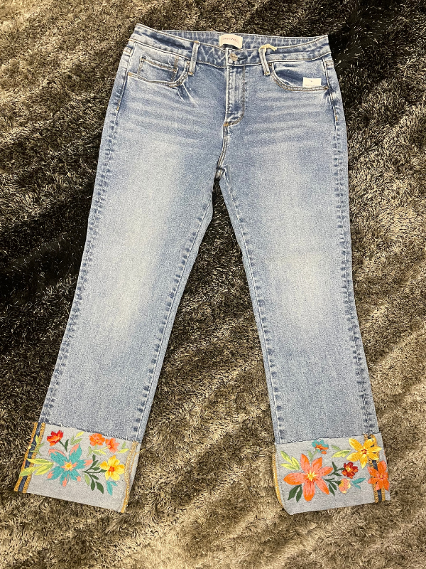 DRIFTWOOD on sale FARRAH JEANS FLORAL SKETCH CUFF SIZE 26