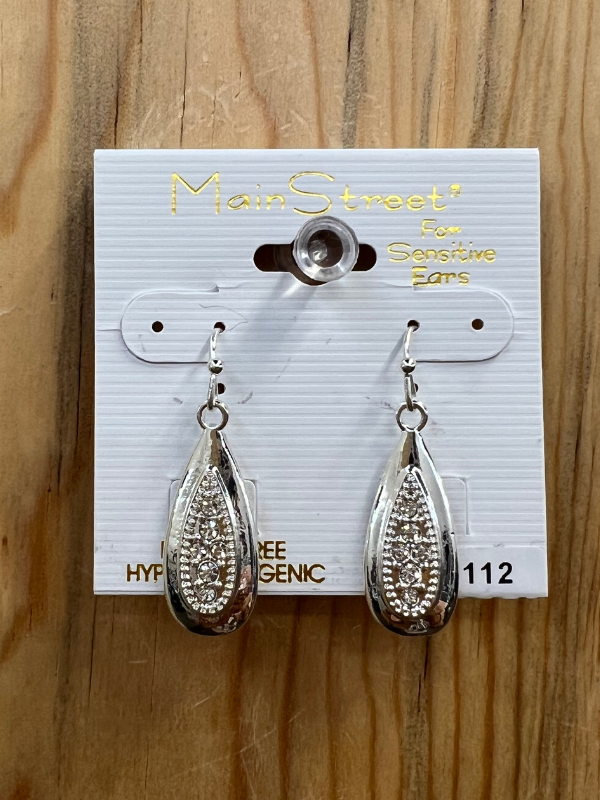 Main Street Earrings #112 Stone Beaded Center with Silver