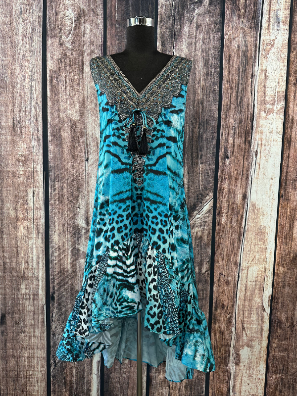 Ranee's Blue Cheetah Dress Denims & Diamonds Boutique Ranee's Blue Cheetah Dress Denims & Diamonds Boutique
