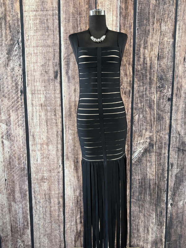 black ripped dress and Tan Fringe S placing the focus on Women's size:L YCNYCHCHY Elegant Satin Slip Under $30