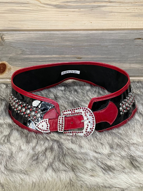 NEW KURTMEN embellished with swarovski belt in black/red b.b. Simon  main image 4