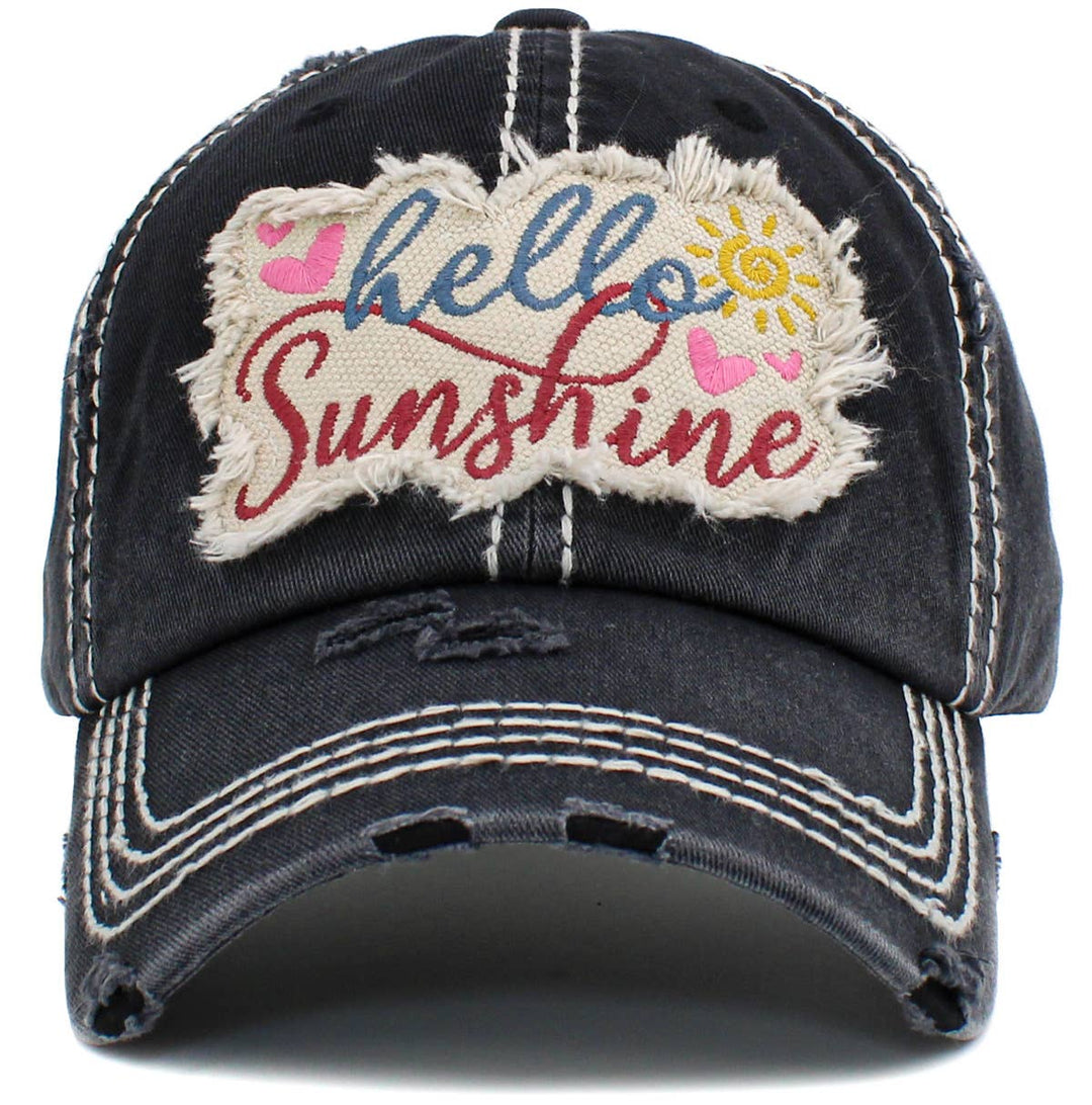 Hello Sunshine Washed Vintage Baseball Cap White