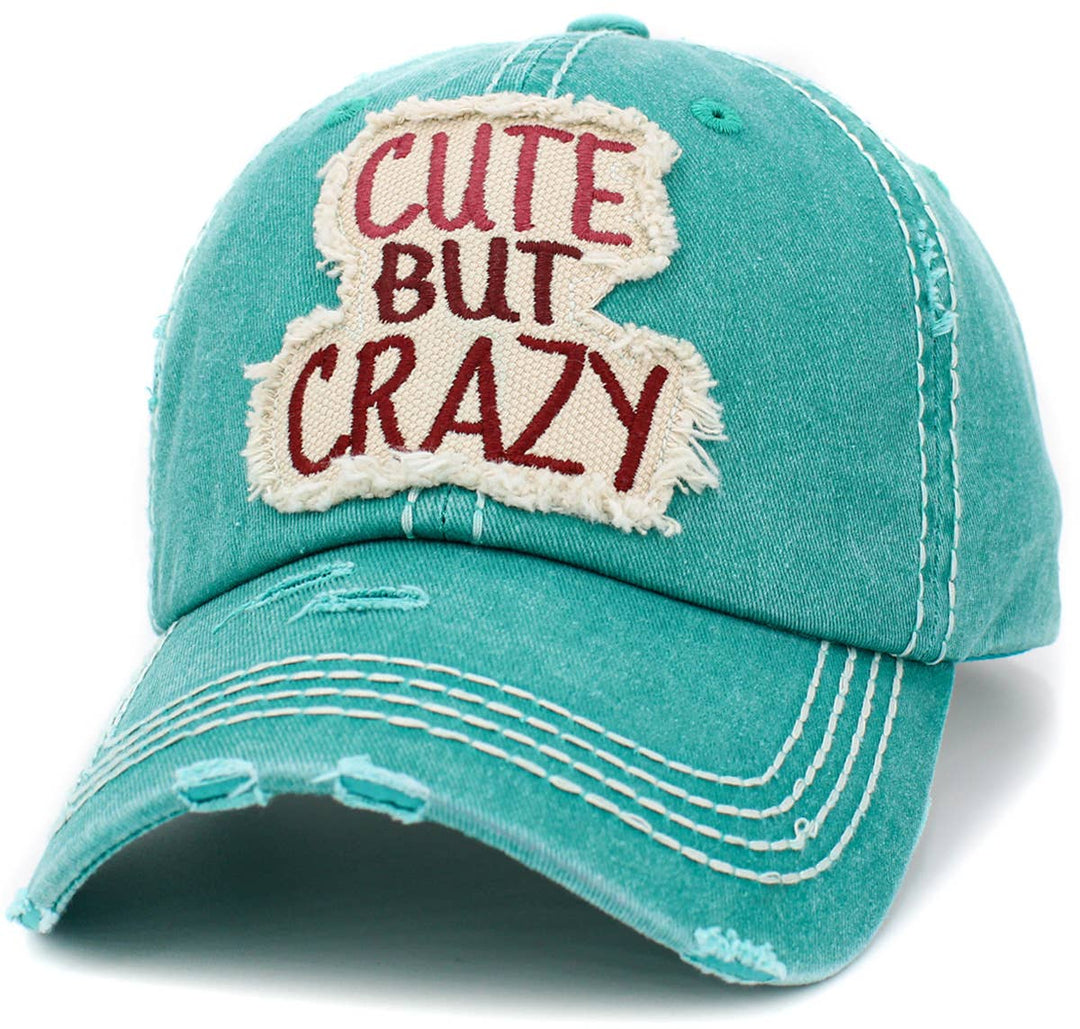 Turquoise Cute But Crazy Vintage Baseball Cap