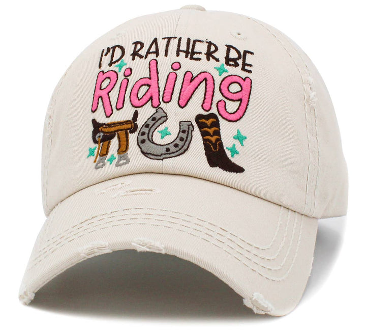 I'd Rather Be Riding Vintage Baseball Cap White