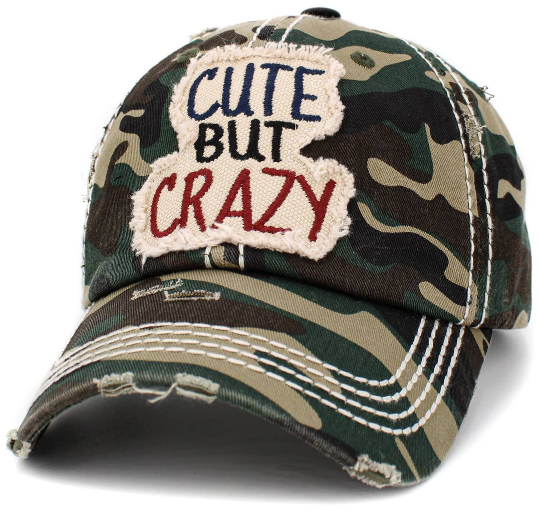 Turquoise Cute But Crazy Vintage Baseball Cap