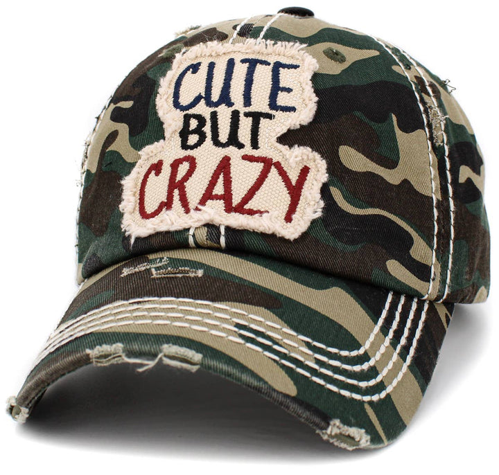Turquoise Cute But Crazy Vintage Baseball Cap