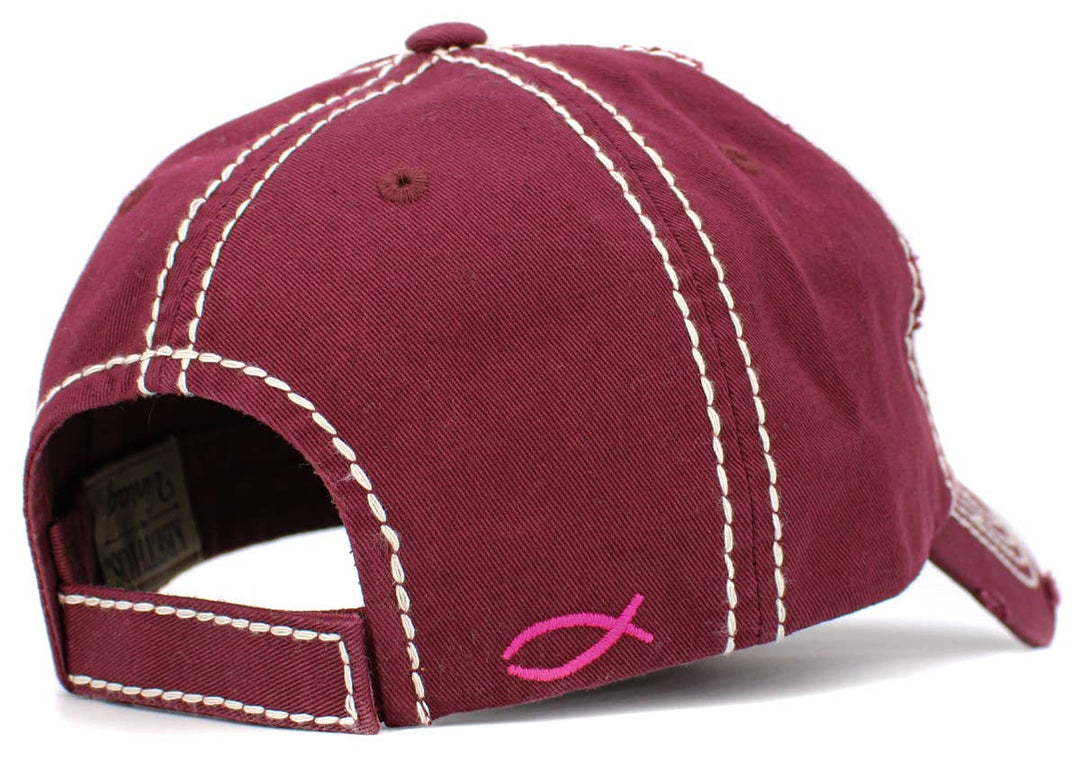 With God All Things Are Possible Vintage Baseball Cap Wine Red