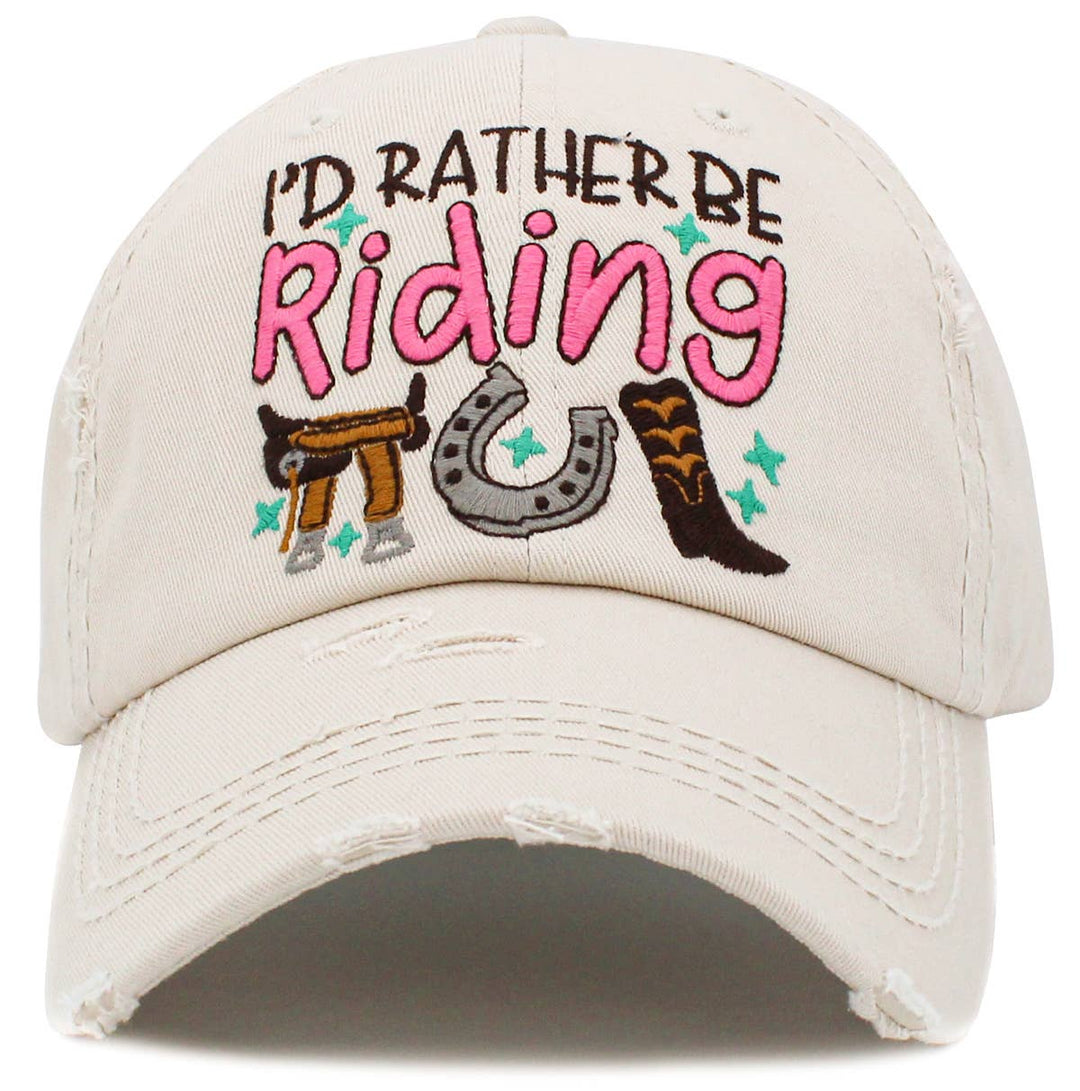 I'd Rather Be Riding Vintage Baseball Cap White