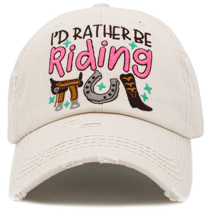 I'd Rather Be Riding Vintage Baseball Cap White