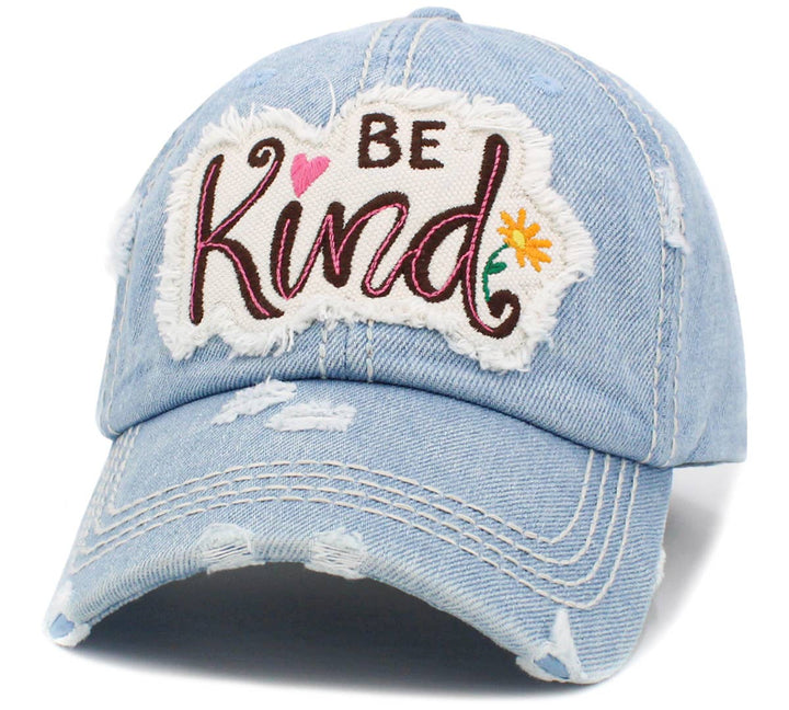 Be Kind Vintage Baseball Cap Light Blue