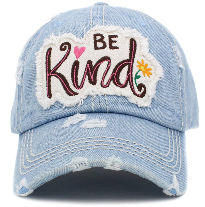 Be Kind Vintage Baseball Cap Light Blue