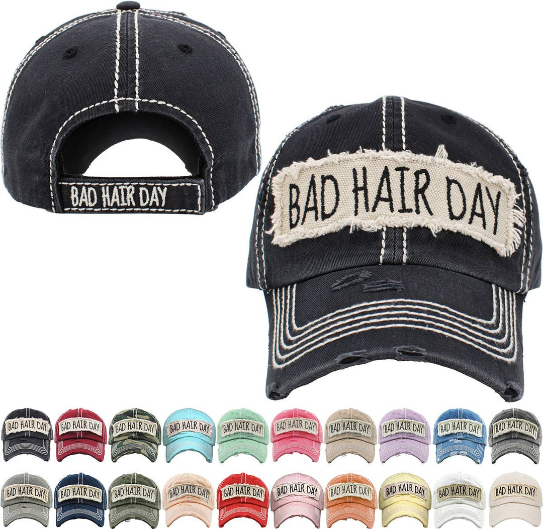 Bad Hair Day Washed Vintage Ball Cap Wine Red