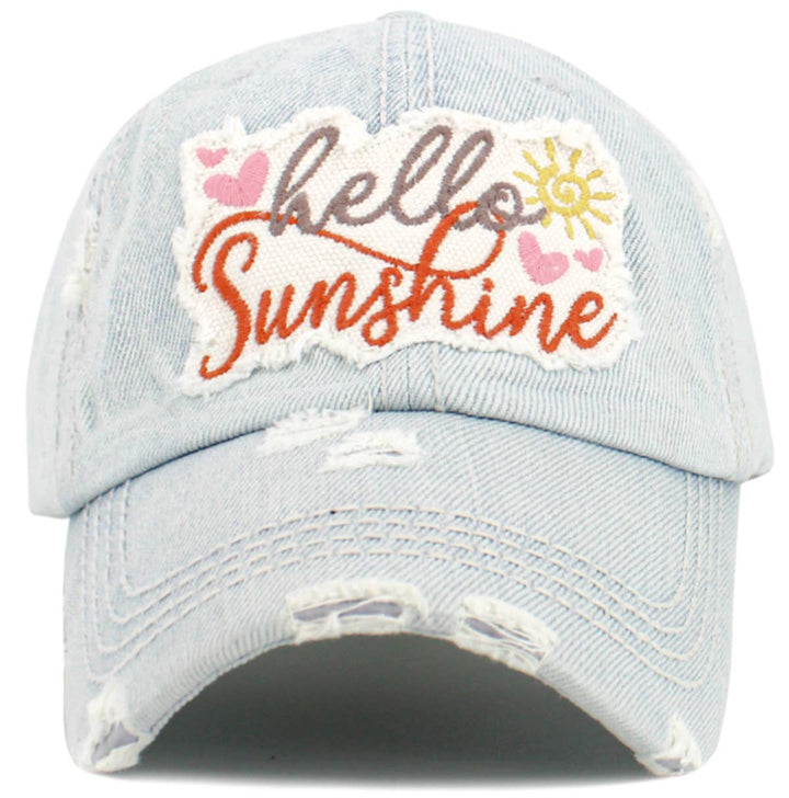 Hello Sunshine Washed Vintage Baseball Cap White