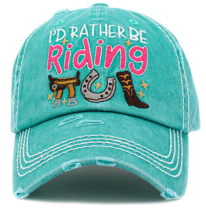 I'd Rather Be Riding Vintage Baseball Cap White