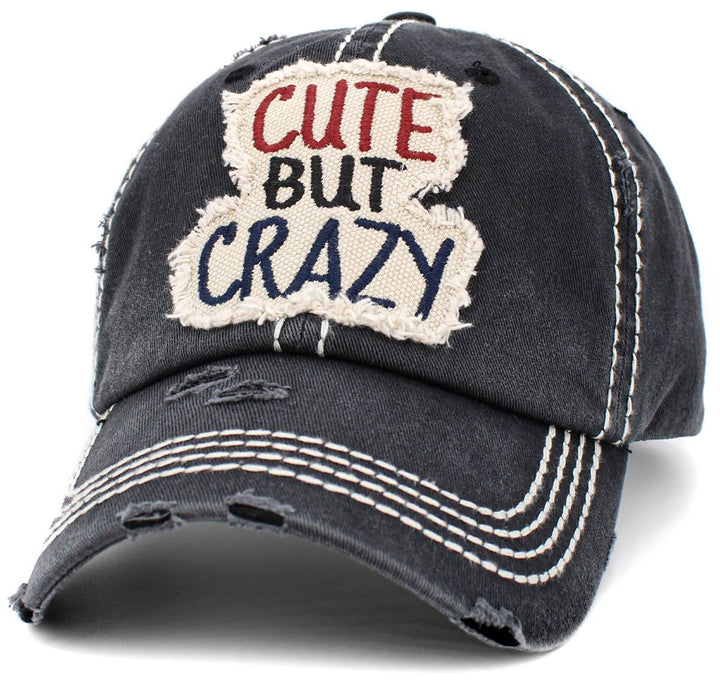 Turquoise Cute But Crazy Vintage Baseball Cap