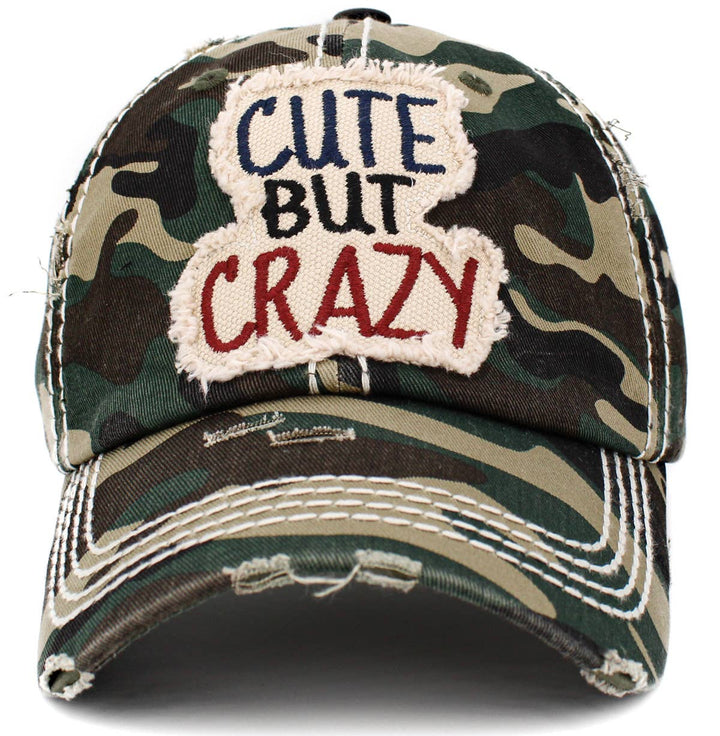 Turquoise Cute But Crazy Vintage Baseball Cap