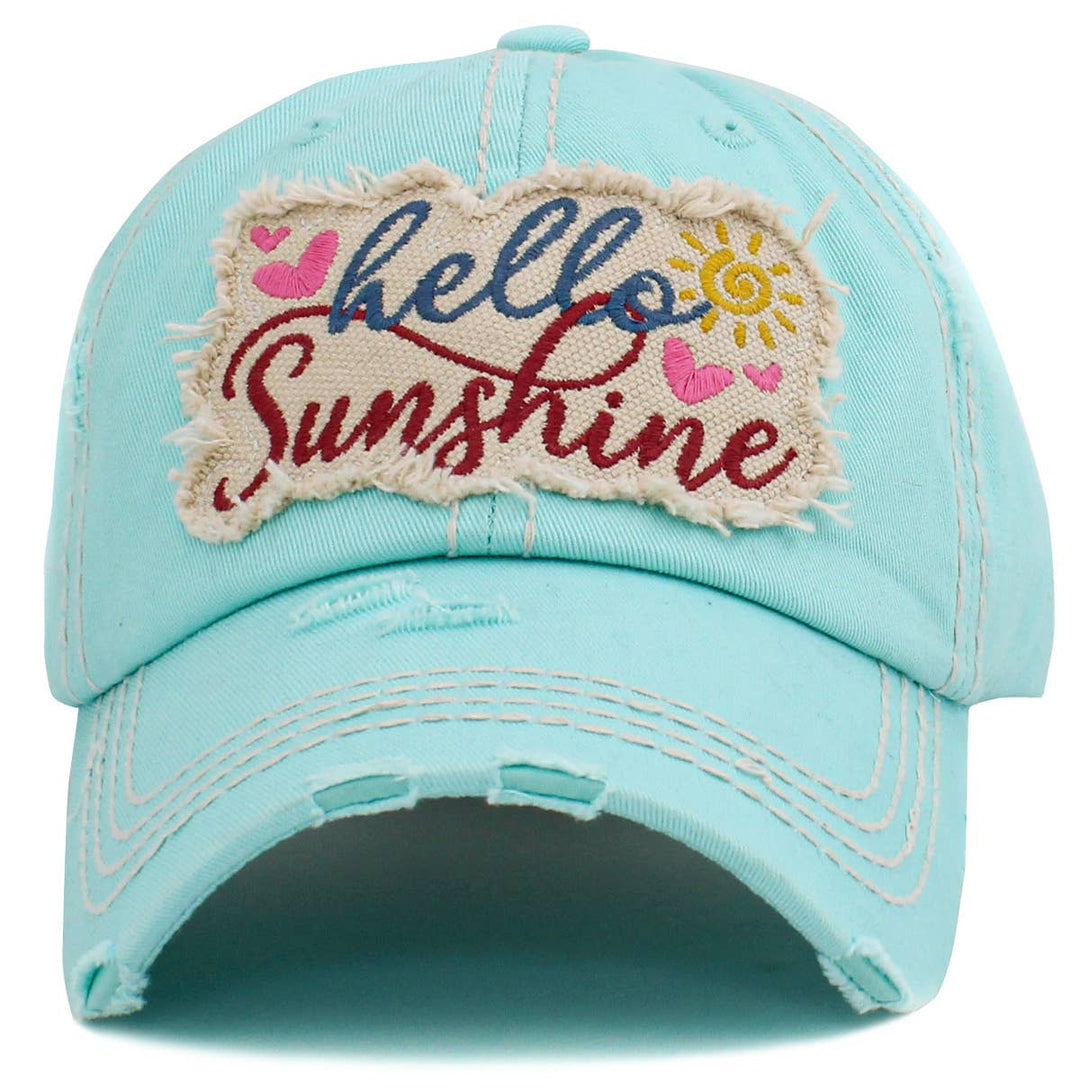 Hello Sunshine Washed Vintage Baseball Cap White