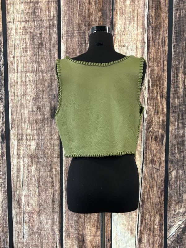 Olive Green Elk Skin Vest by Diane Grambo Leather Works