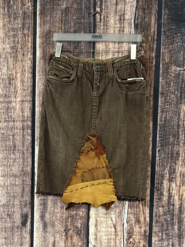 Brown Elk Skin Skirt by Diane Grambo Leather Works