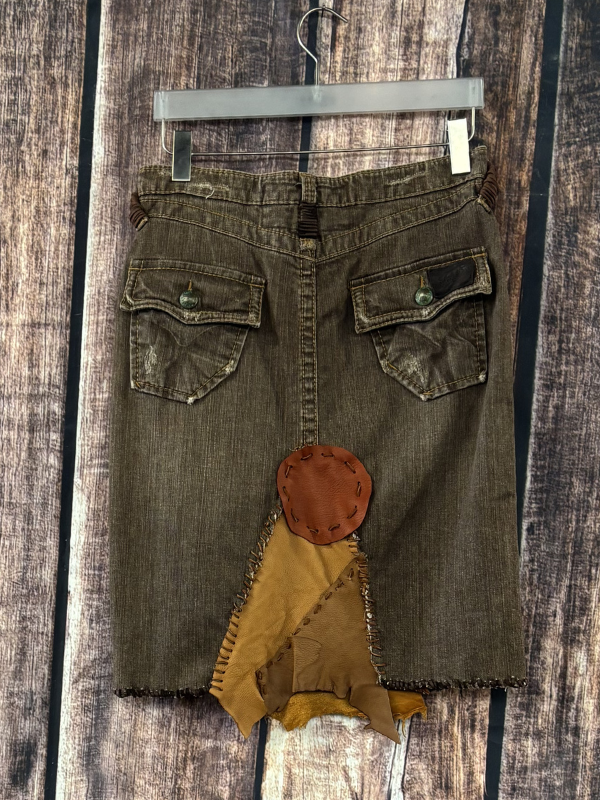 Brown Elk Skin Skirt by Diane Grambo Leather Works