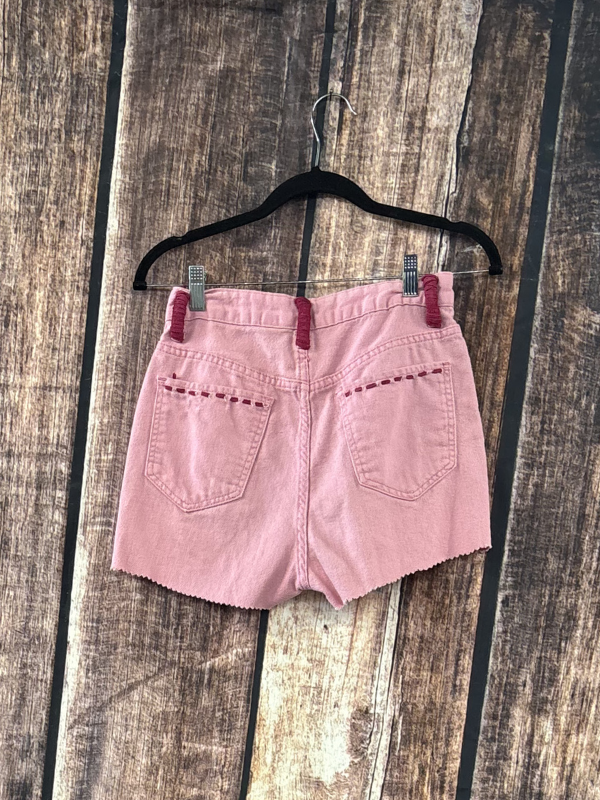 Pink Deerskin Shorts With Leather Whipstitching by Diane Grambo Leather Works