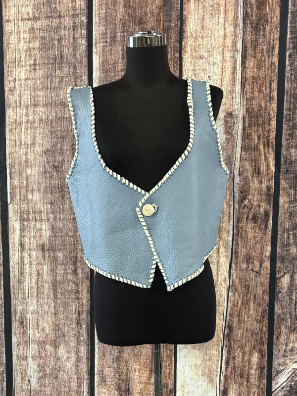 Light Blue Deer Skin New Zealand Vest by Diane Grambo Leather Works