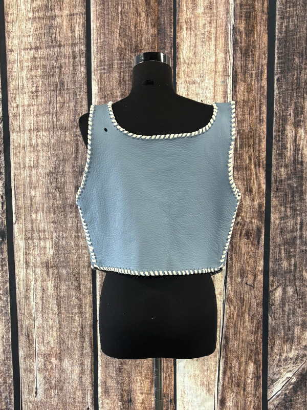 Light Blue Deer Skin New Zealand Vest by Diane Grambo Leather Works