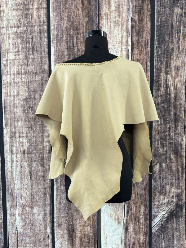 Beige Concho Deer Skin Top with Turquoise Accents by Diane Grambo Leather Works