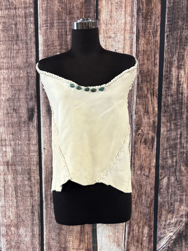 White Buffalo Halter and Turquoise Top by Diane Grambo Leather Works
