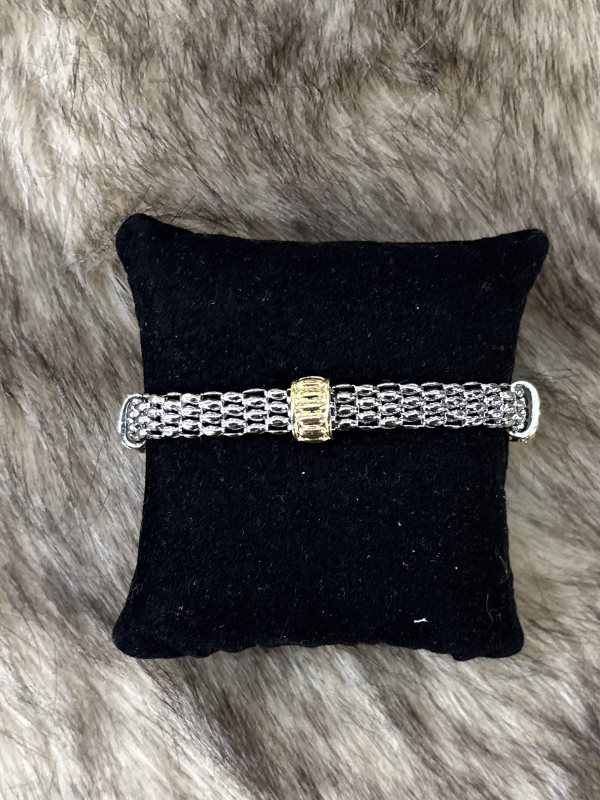 Twisted Silver with Gold Charms Bracelet
