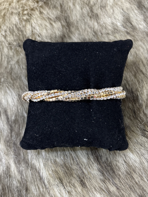 Gold with Silver Stone Twisit Bracelet