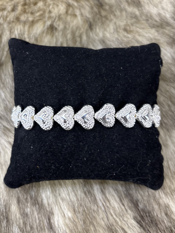 Large Silver Heart Stretch Bracelet