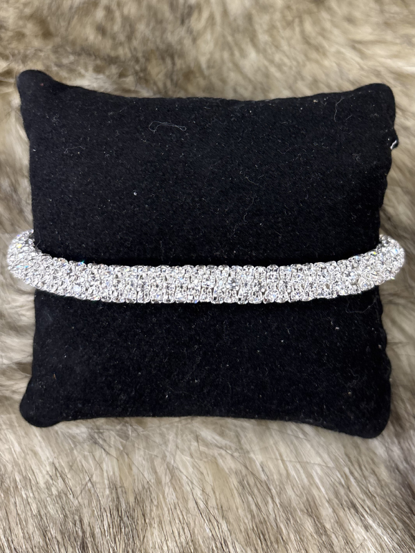 Silver Rounded Stone Stretch Bracelet