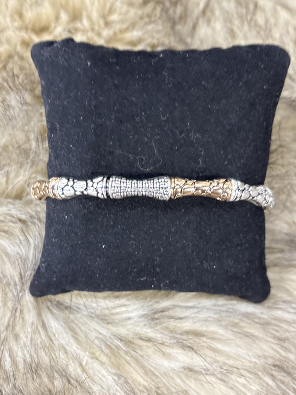 Bubbles and Checkered Silver & Gold Stretch Bracelet