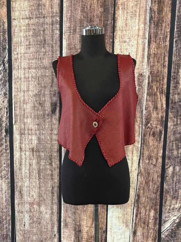 Red New Zealand Vest by Diane Grambo Leather Works