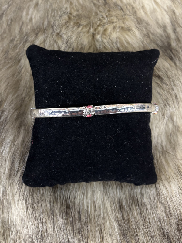 Silver With Pink Stones Stretch Bracelet