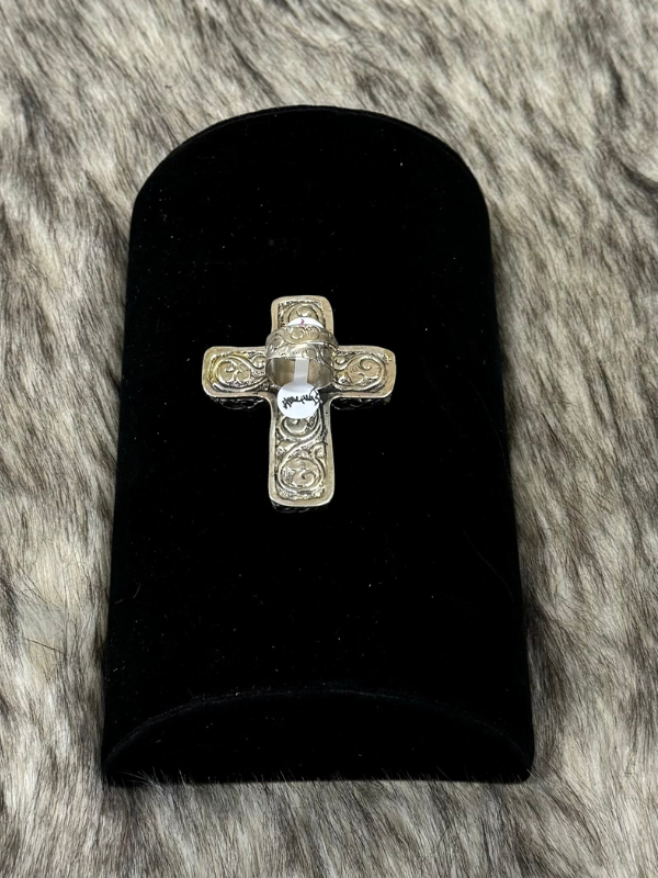 Sterling Silver Raw Amethyst Cross Ring