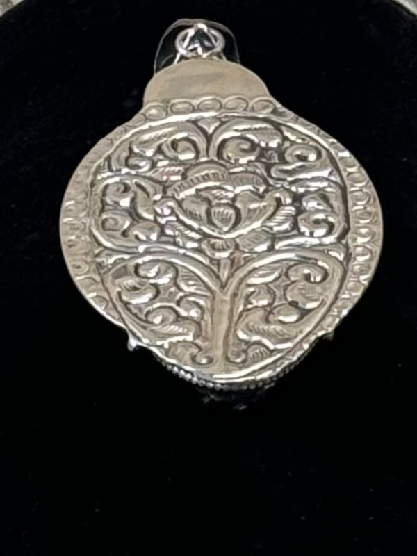 White Brass Water Buffalo & Turquoise Necklace Pendant