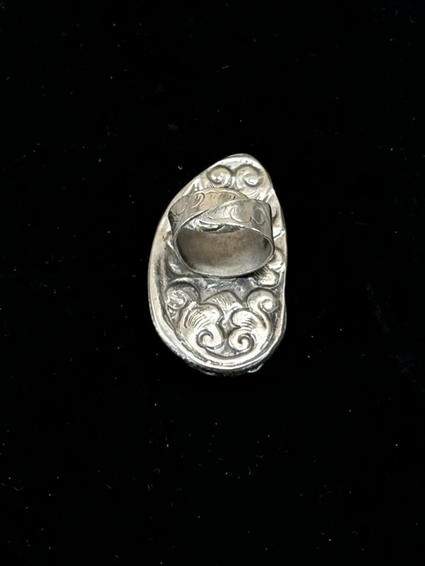 White Brass Water Buffalo Carved Horse Ring