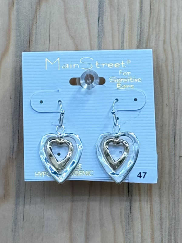 Main Street Earrings #47 Gold & Silver Hearts