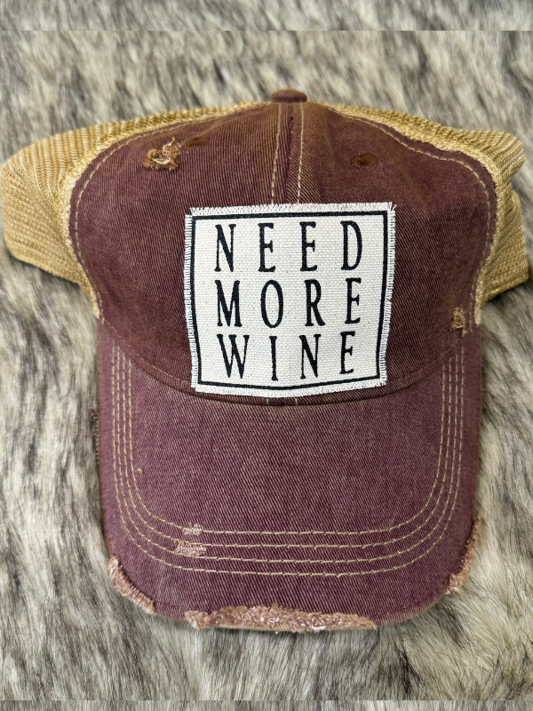 Maroon Need More Wine Snapback Baseball Cap