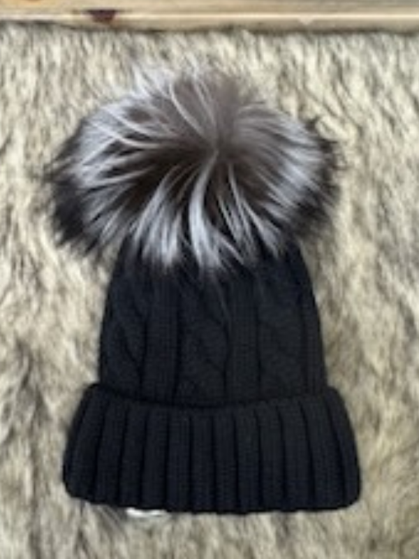 Black With Fur Beanie