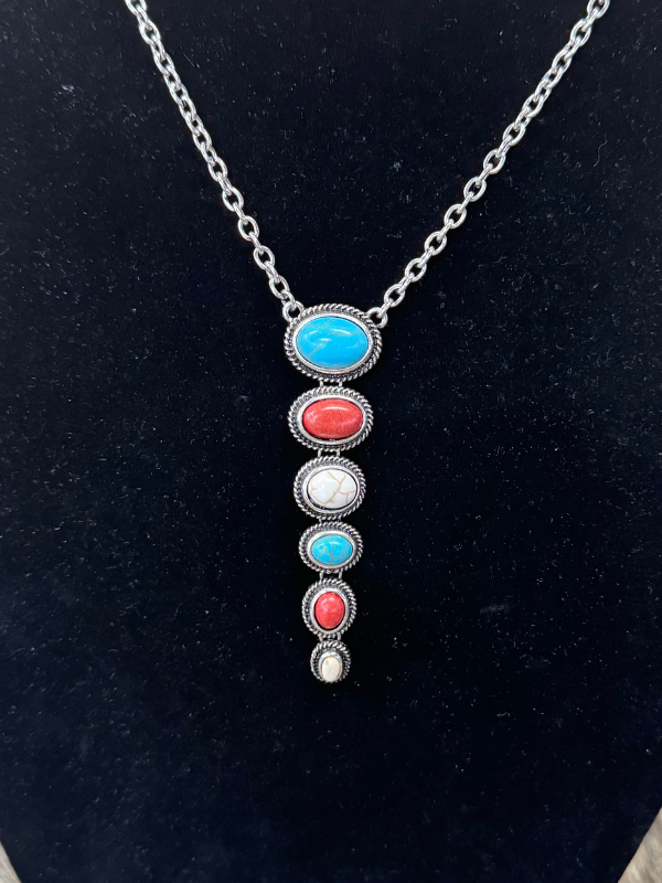 Blue, Red, White Charm Necklace