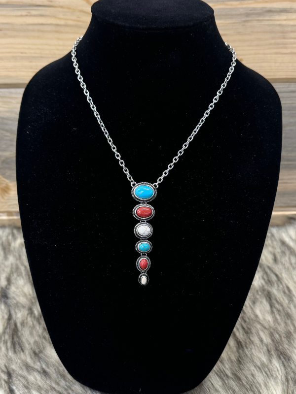 Blue, Red, White Charm Necklace