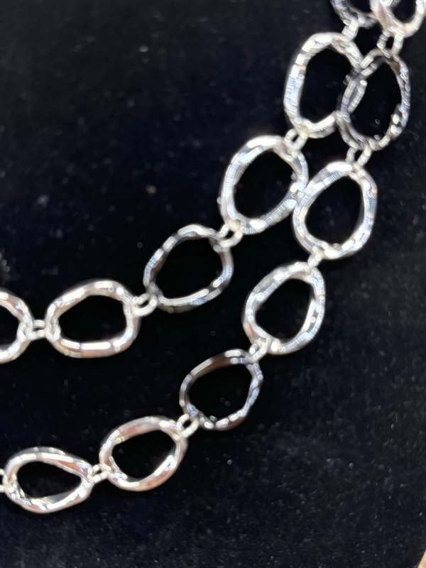 Silver Two Large Chain Necklace