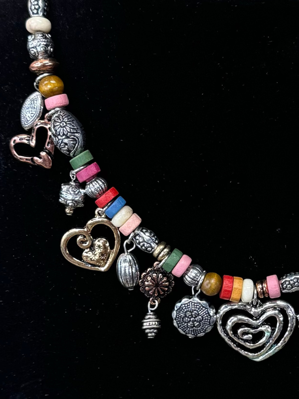 Multi Colored Heart Charm Necklace