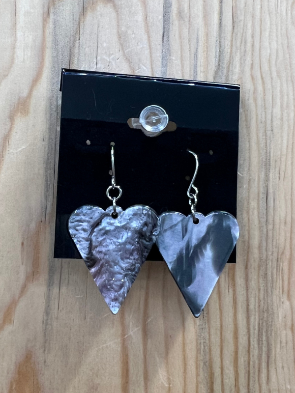 Gunmetal Grey Heart Earrings