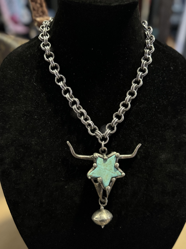 Turquoise Star Steerhead By Art By Amy Necklace