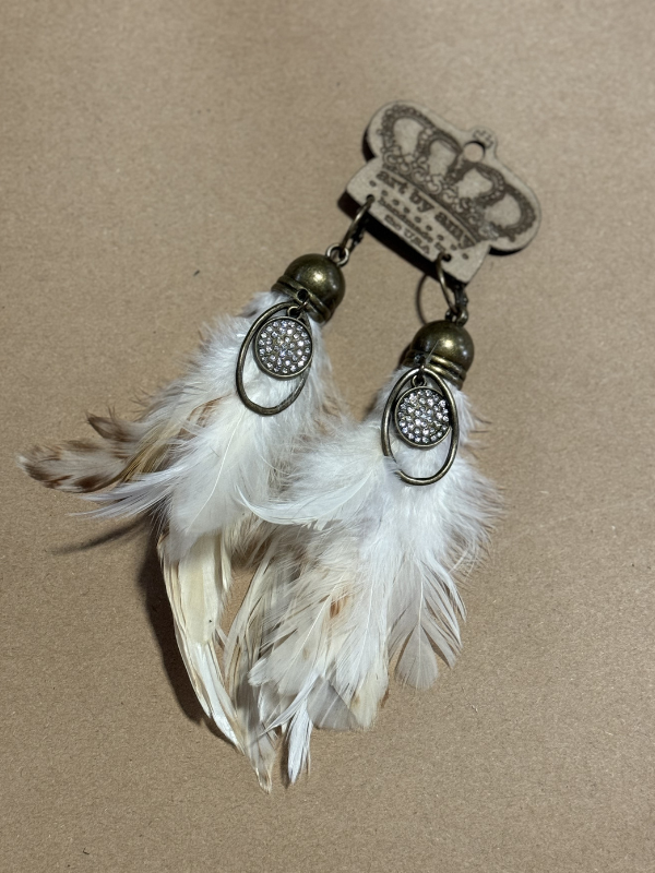 Light Colored Feathered Art By Amy Earrings