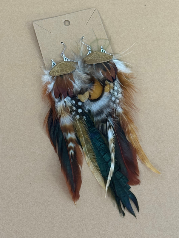 Custom Quail & Peacock Feathered Earrings